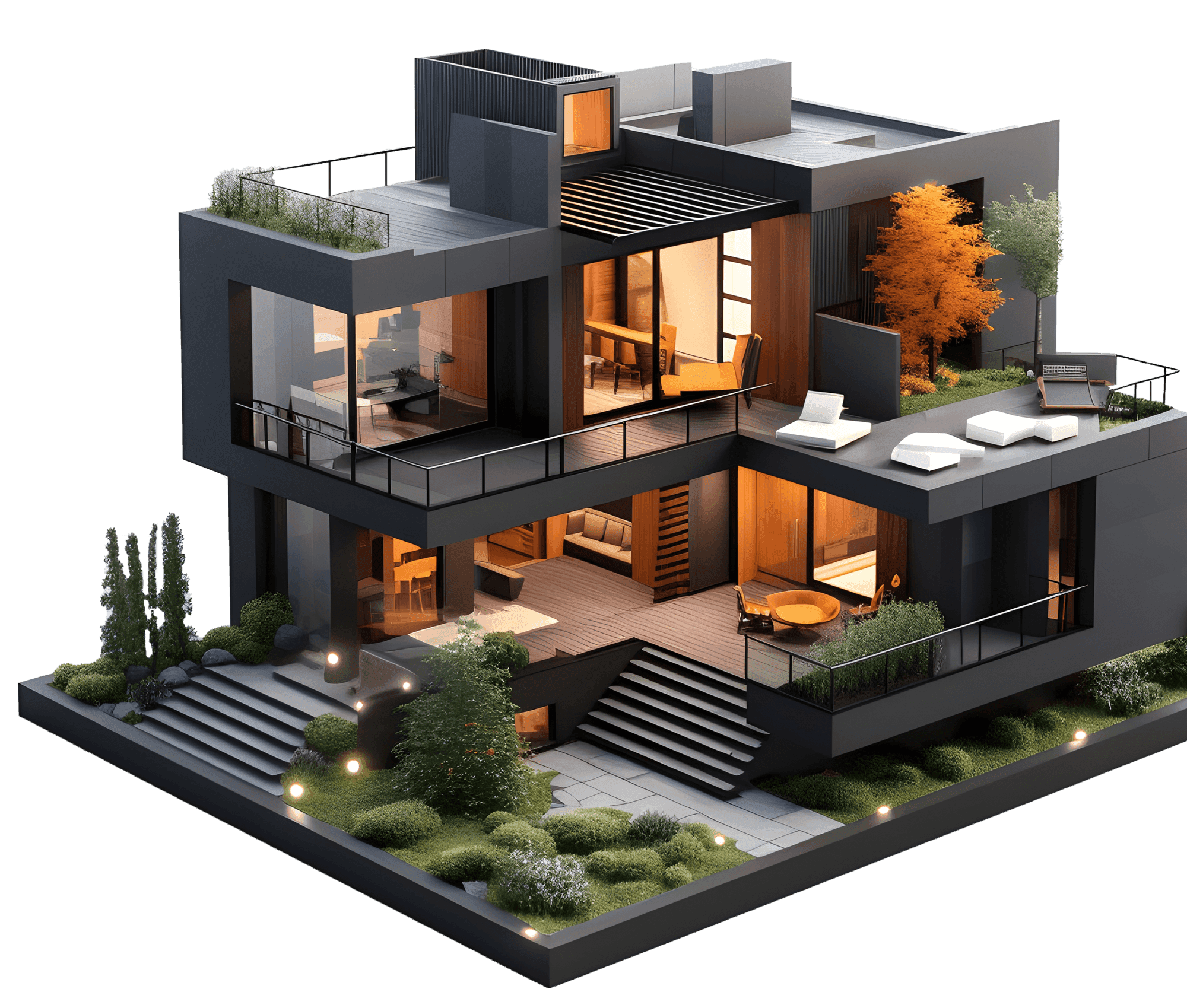 Modern luxury property — 3D render
